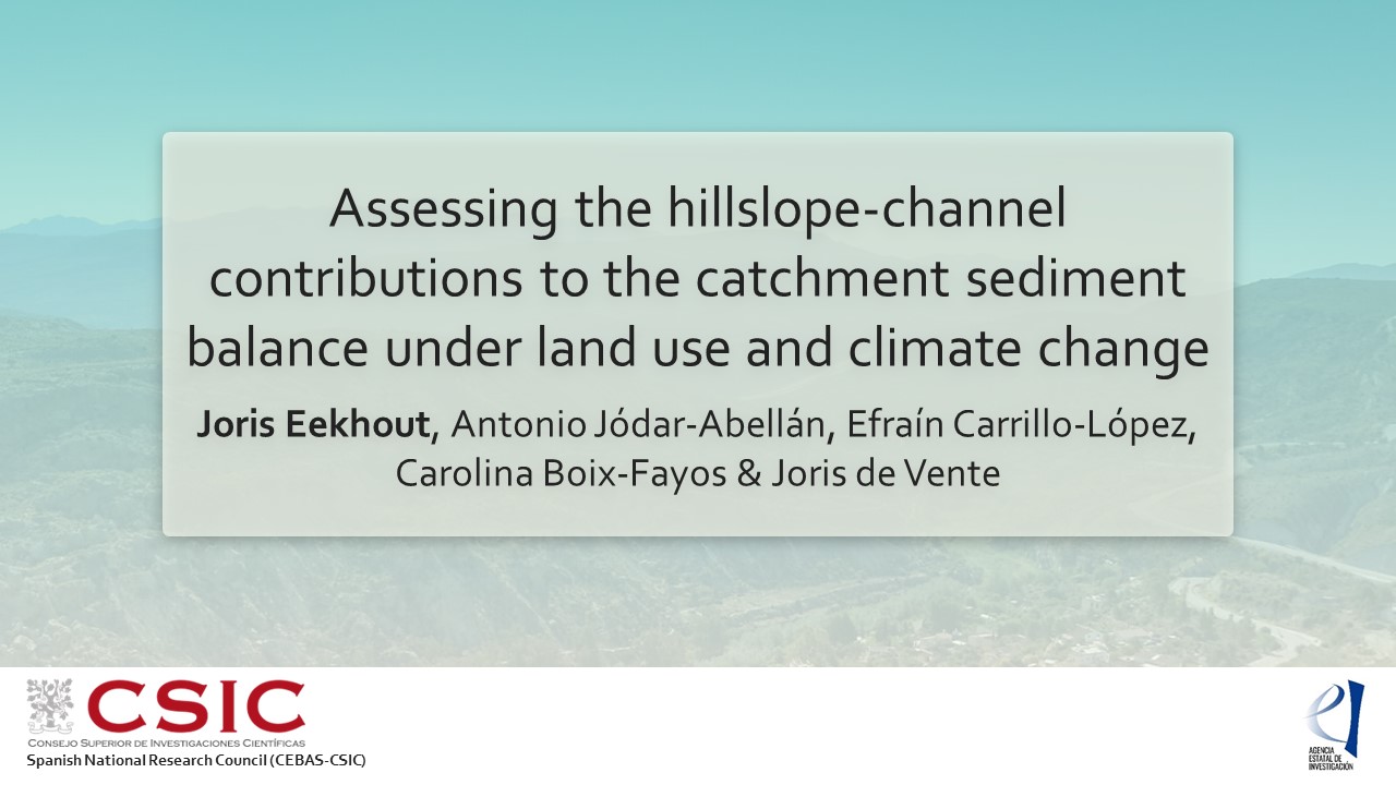 Slide 1 of Assessing the hillslope-channel contributions to the catchment sediment balance under land use and climate change